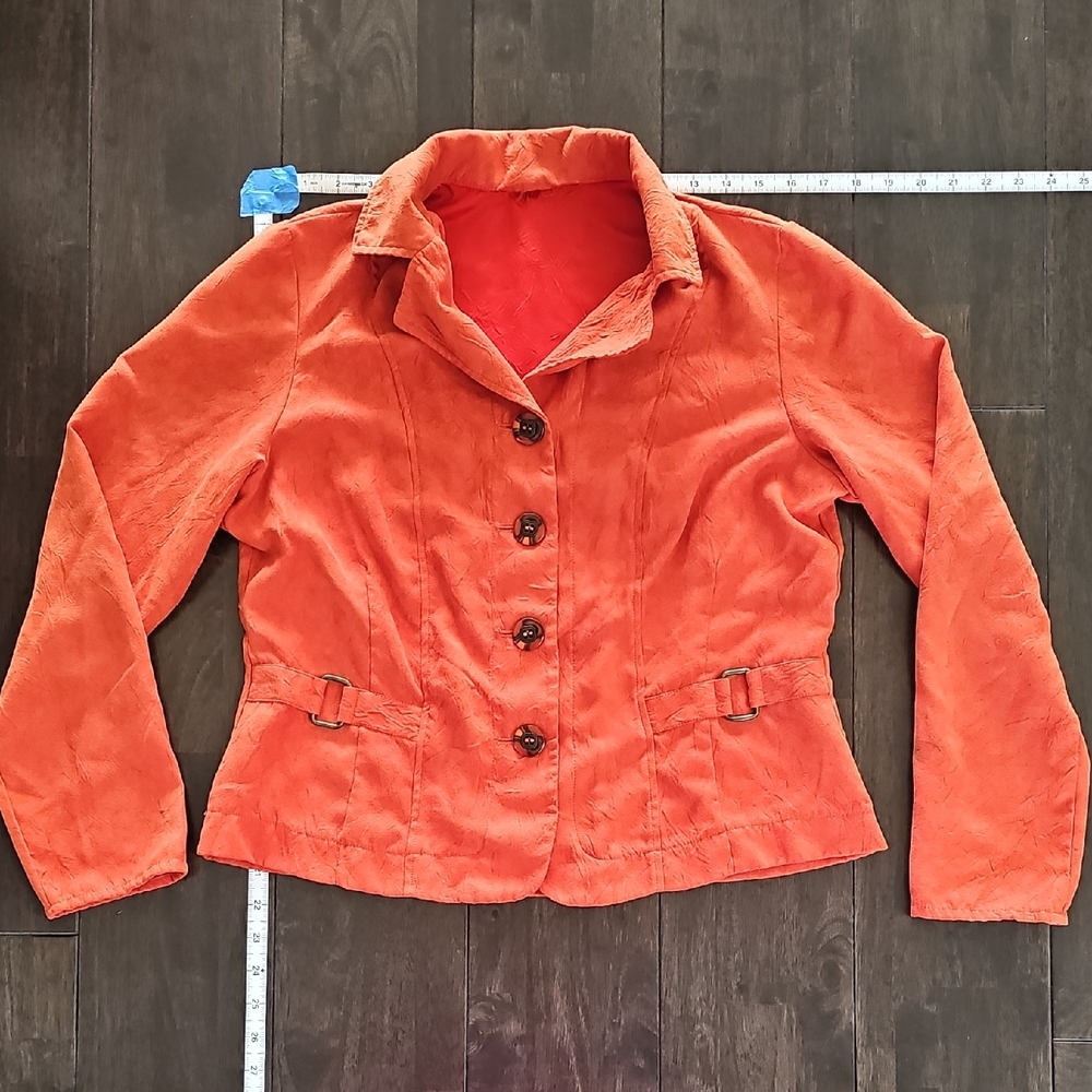 Women's Orange Suede-like Lightweight Jacket
